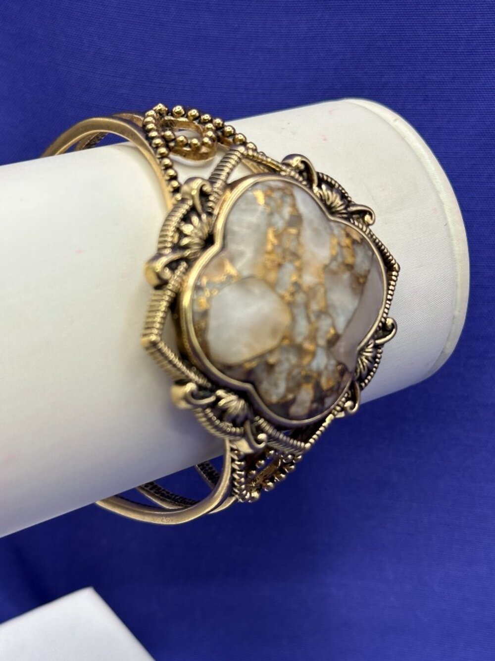 Barse “Sanibel” Bronze-Tone Calcite Cuff Bracelet